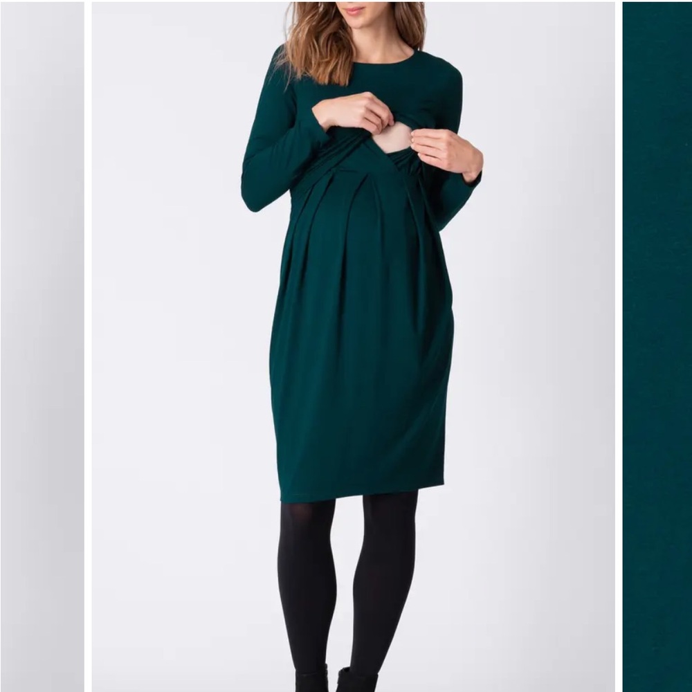 Seraphine emerald pleat nursing dress US size 8 NWT - Picture 3 of 6